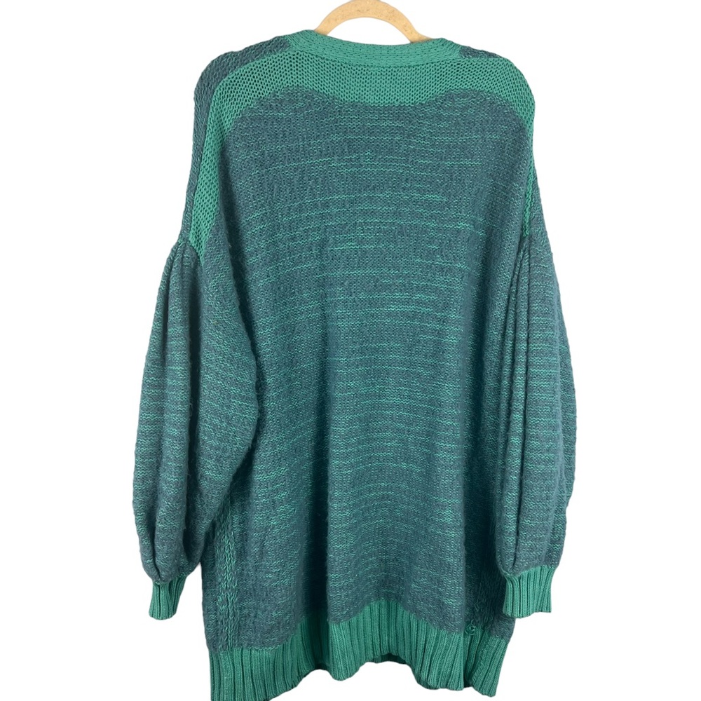 Free People Snow Drop Cardigan Slouchy Oversized Grandpa Sweater Size M Blue - Picture 11 of 15